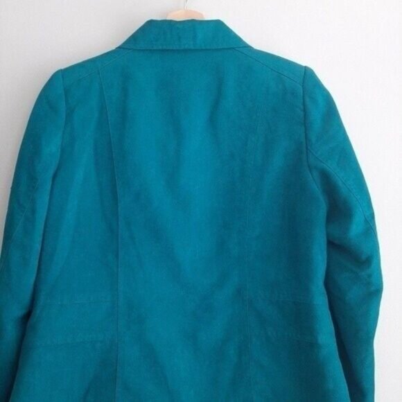 TANJAY Jacket Blazer Faux Suede Teal Blue Sz 6 P - Picture 8 of 11